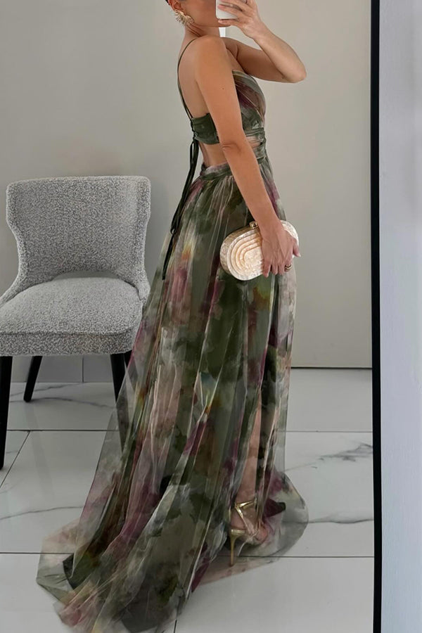 Damen Maxikleid Elegant Blumenmuster Sommer Festlich Abendmode