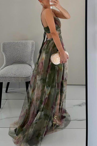 Damen Maxikleid Elegant Blumenmuster Sommer Festlich Abendmode