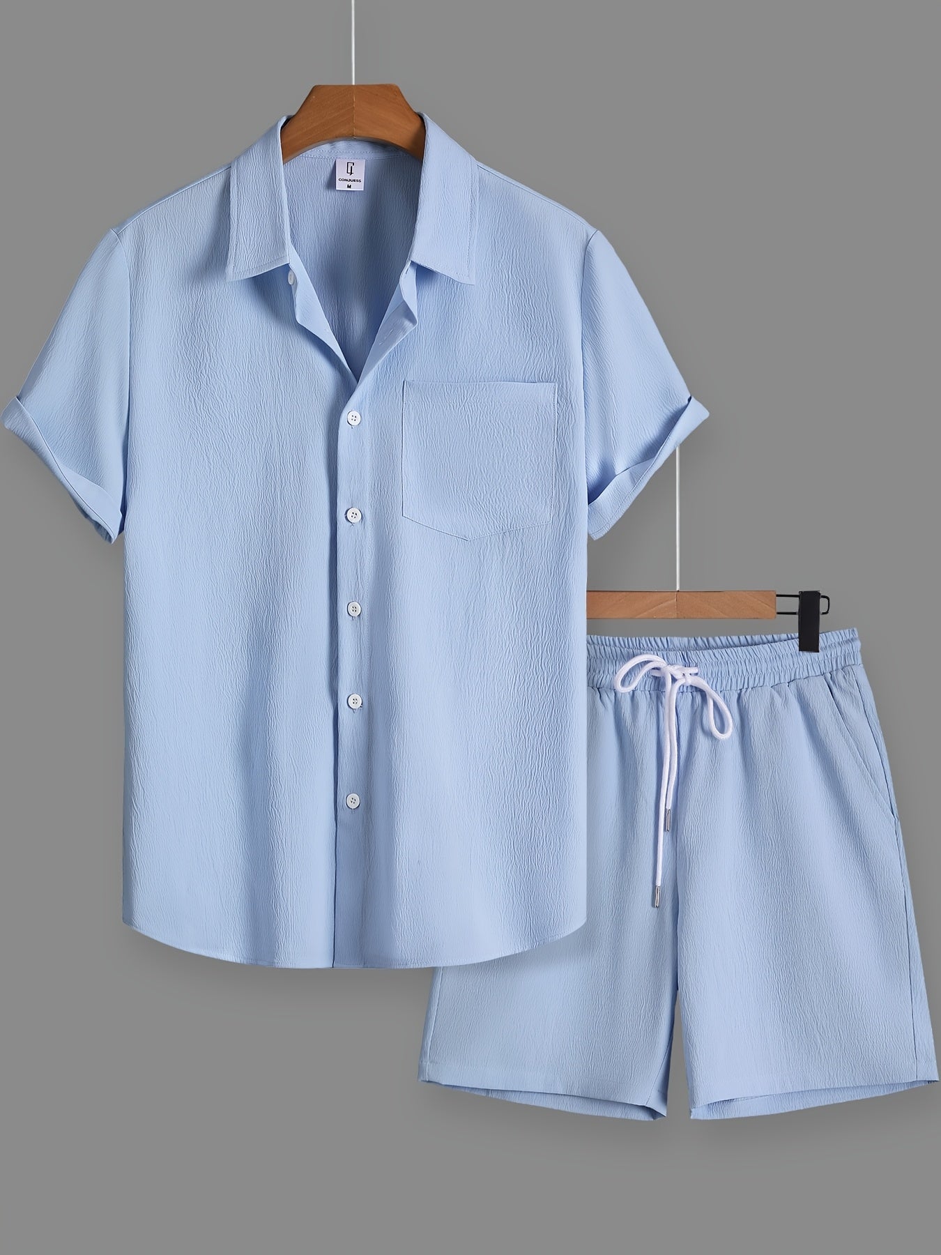 Herren Freizeit Kurzarm Set – Modernes Button-Down Hemd & Shorts für entspannte Looks