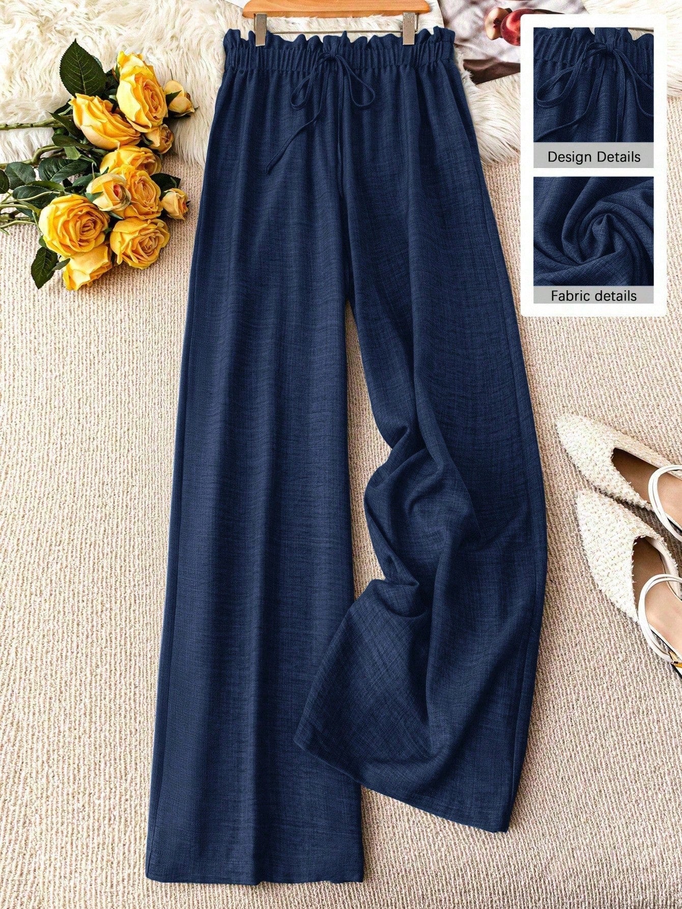 Damen Weite Freizeithose mit Kordelzug – Luftige Loungehose für Alltag und Urlaub