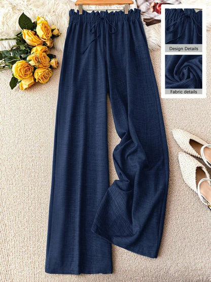 Damen Weite Freizeithose mit Kordelzug – Luftige Loungehose für Alltag und Urlaub