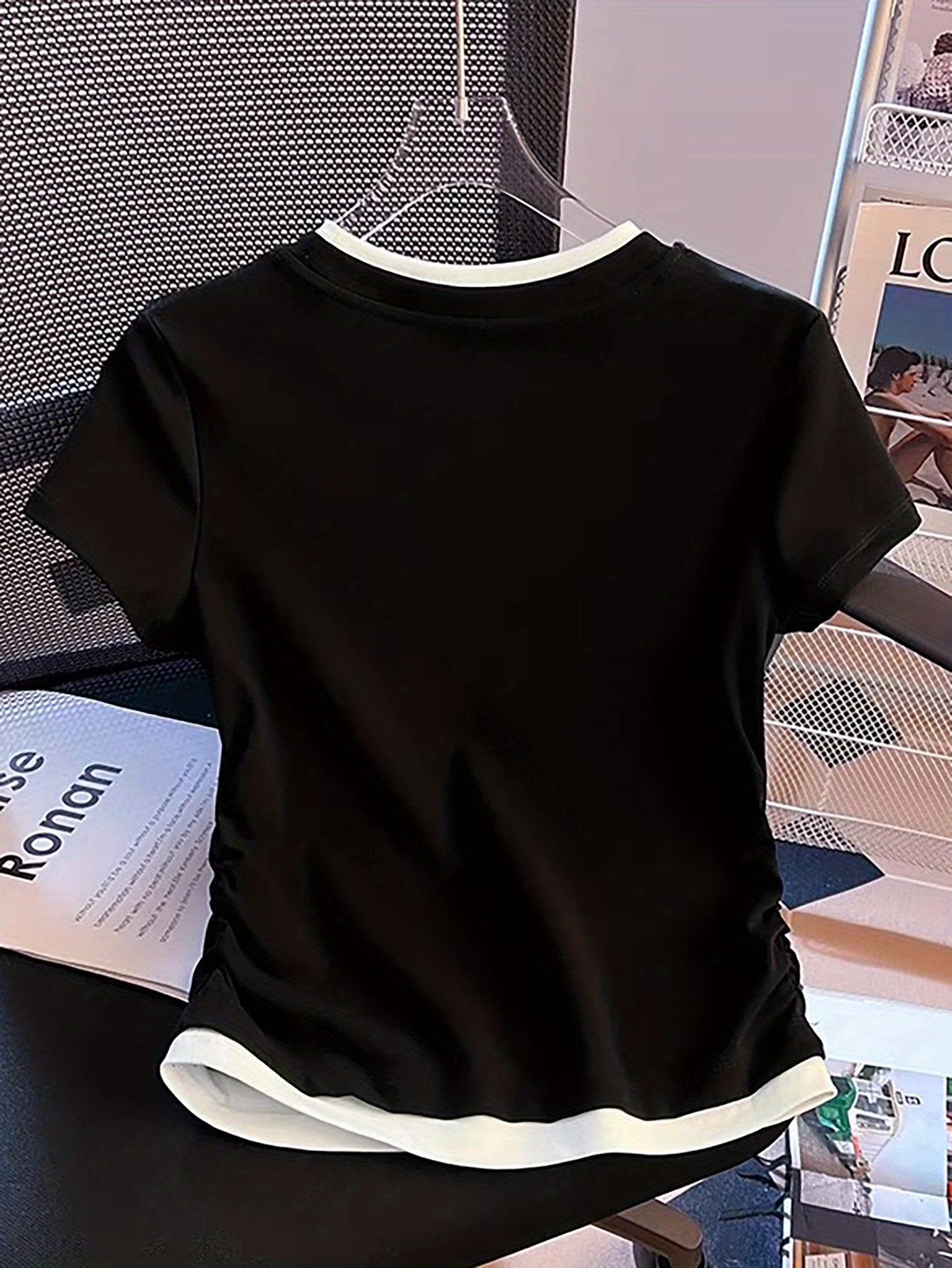 Damen Modernes Kurzarm-Shirt mit Layering-Effekt und Rundhalsausschnitt – Casual Streetstyle