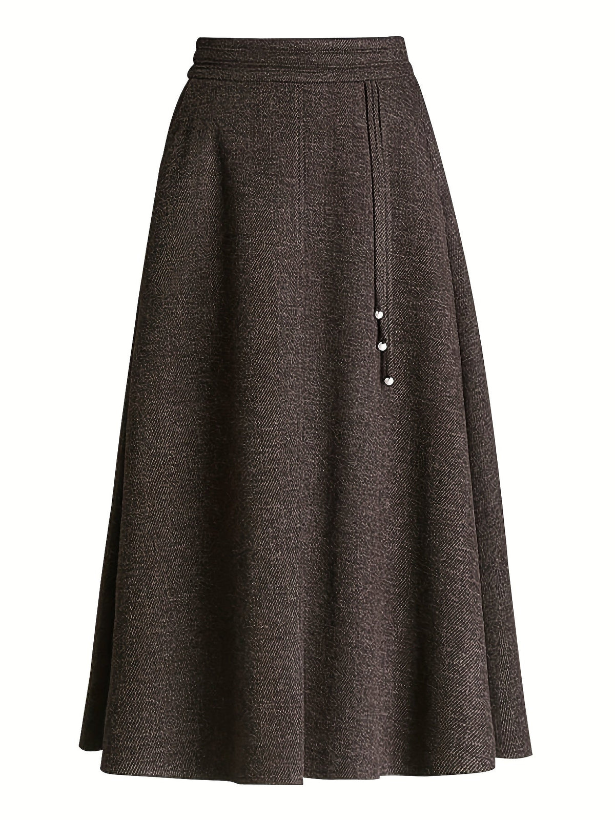 Damen A-Linien Midi-Rock Dunkelbraun mit Knopfanlieger