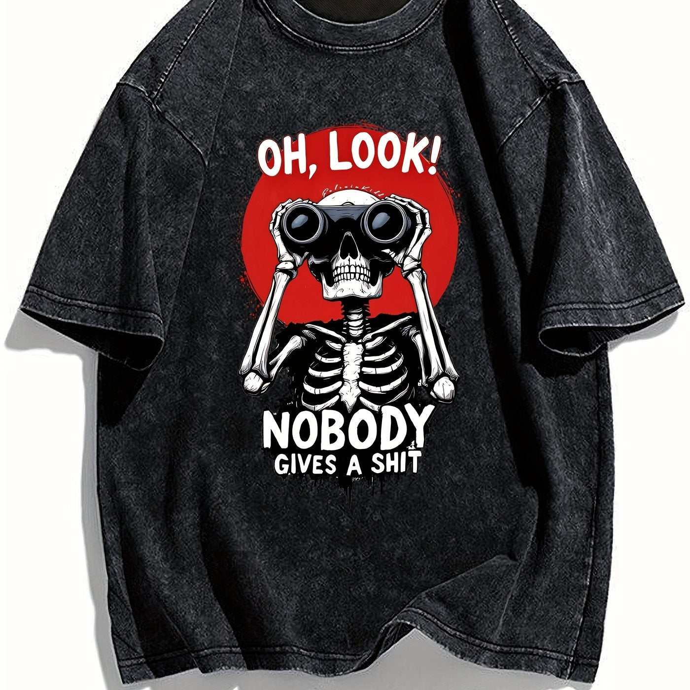 Herren Oversize Statement T-Shirt mit Skelett und lustigem Spruch – Streetwear Grafikshirt