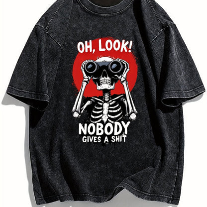 Herren Oversize Statement T-Shirt mit Skelett und lustigem Spruch – Streetwear Grafikshirt