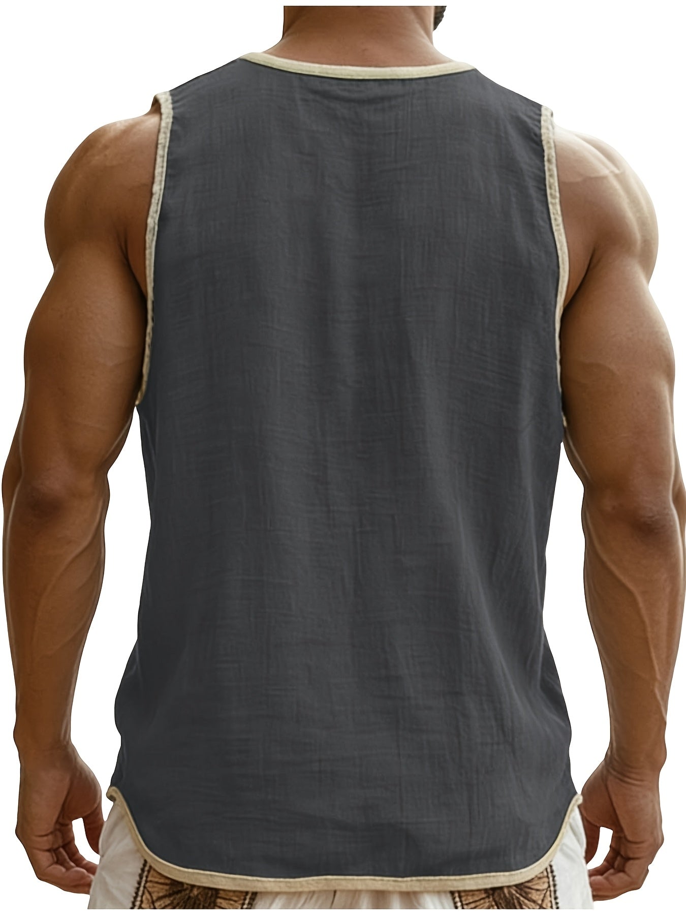 Herren ärmelloses Henley-Shirt Freizeit Top für vielseitige Outfits