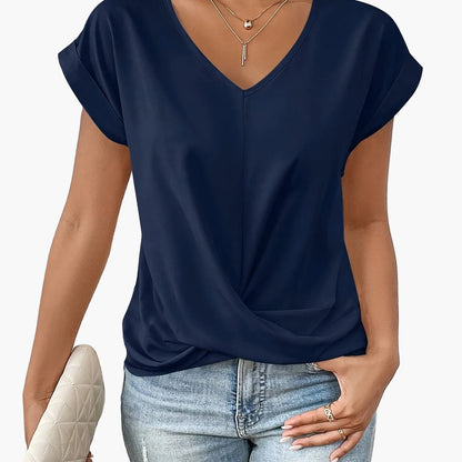Damen Elegante Wickelbluse mit V-Ausschnitt für Alltag und Büro