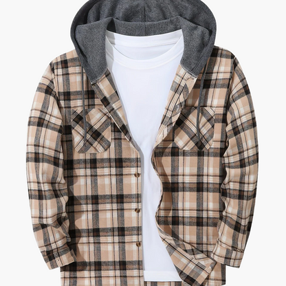 Herren Karo-Hemdjacke mit Kapuze – Lässige Streetwear für Alltag und Freizeit