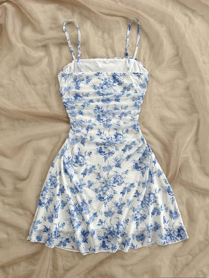 Damen Sommerkleid Elegant mit Trägern und Blumenmuster – Perfekt für Freizeit und Urlaub