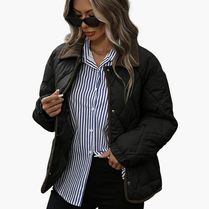 Damen Steppjacke im Vintage-Stil mit Taschen – Elegante Übergangsjacke für Alltag und Freizeit