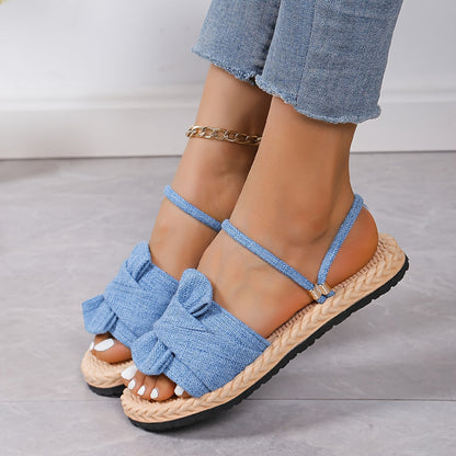Damen Sommer Sandalen mit Schleife und Knöchelriemen – Bequeme Freizeitschuhe für Alltag und Urlaub