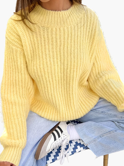 Damen Strickpullover im lässigen Oversize-Design für Herbst und Winter – Modischer Freizeit-Look