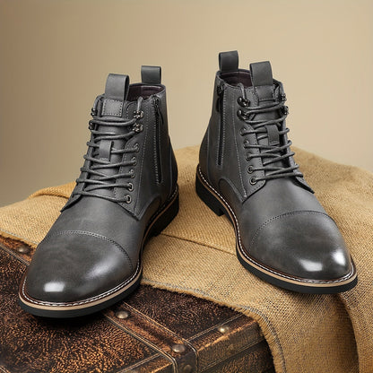 Herren Stiefeletten zum Schnüren in Braun mit Zehenkappe und flachem Absatz