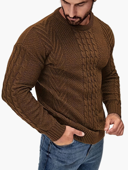 Herren Strickpullover mit Zopfmuster – Modischer Freizeitpulli für Herbst & Winter