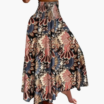 Damen Maxirock mit tropischem Print – Eleganter Boho-Stil für Sommer und Urlaub