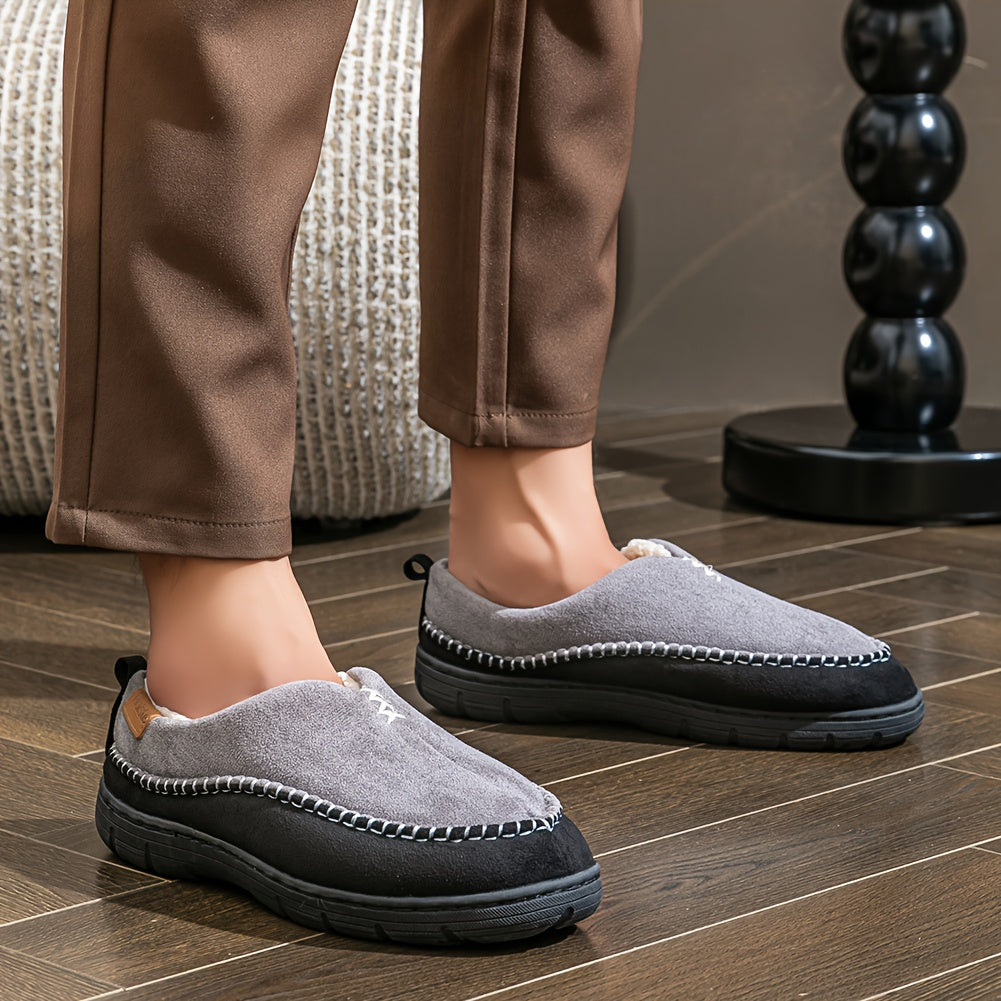 Herren Pantoffeln mit warmem Futter – Braun, Schwarz, Grau, Mokassin-Stil