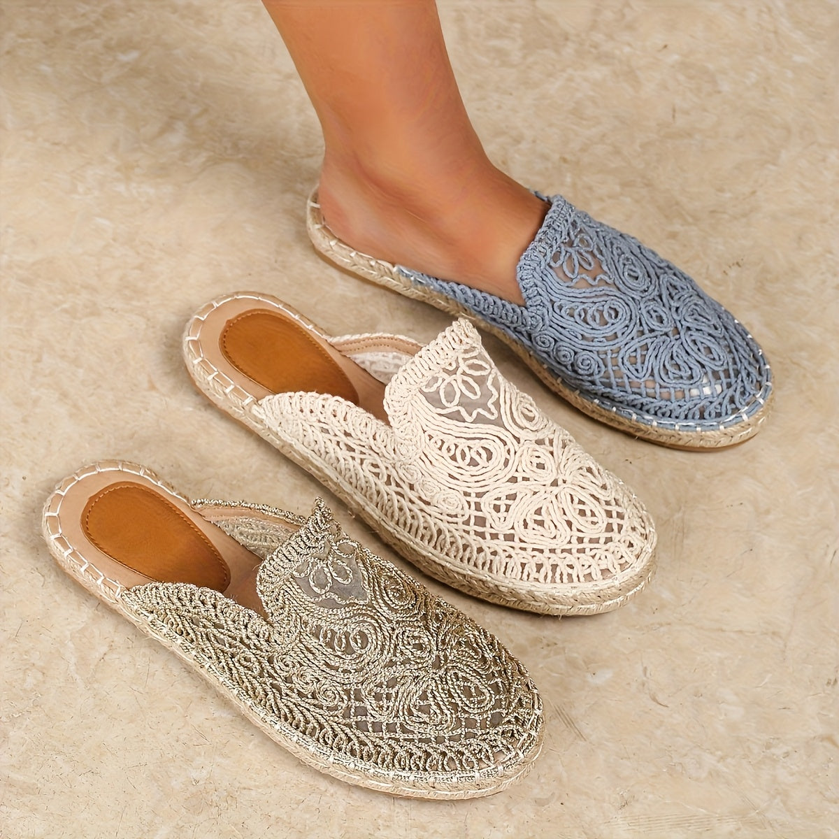 Damen Boho Slip-On Sommerschuhe – Geflochtene Freizeitschuhe für Strand & Alltag