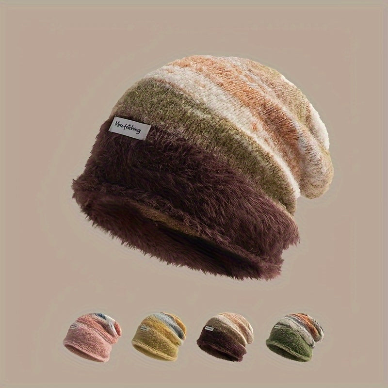 Unisex Winter Beanie Strickmütze mit weichem Futter & Farbverlauf
