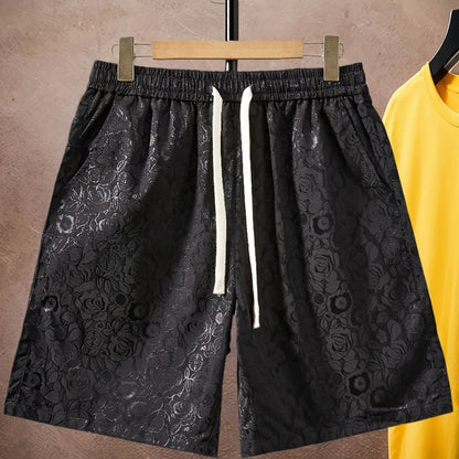 Herren Premium Jacquard-Shorts mit Rosenmuster – Modische Freizeithose für stilbewusste Looks