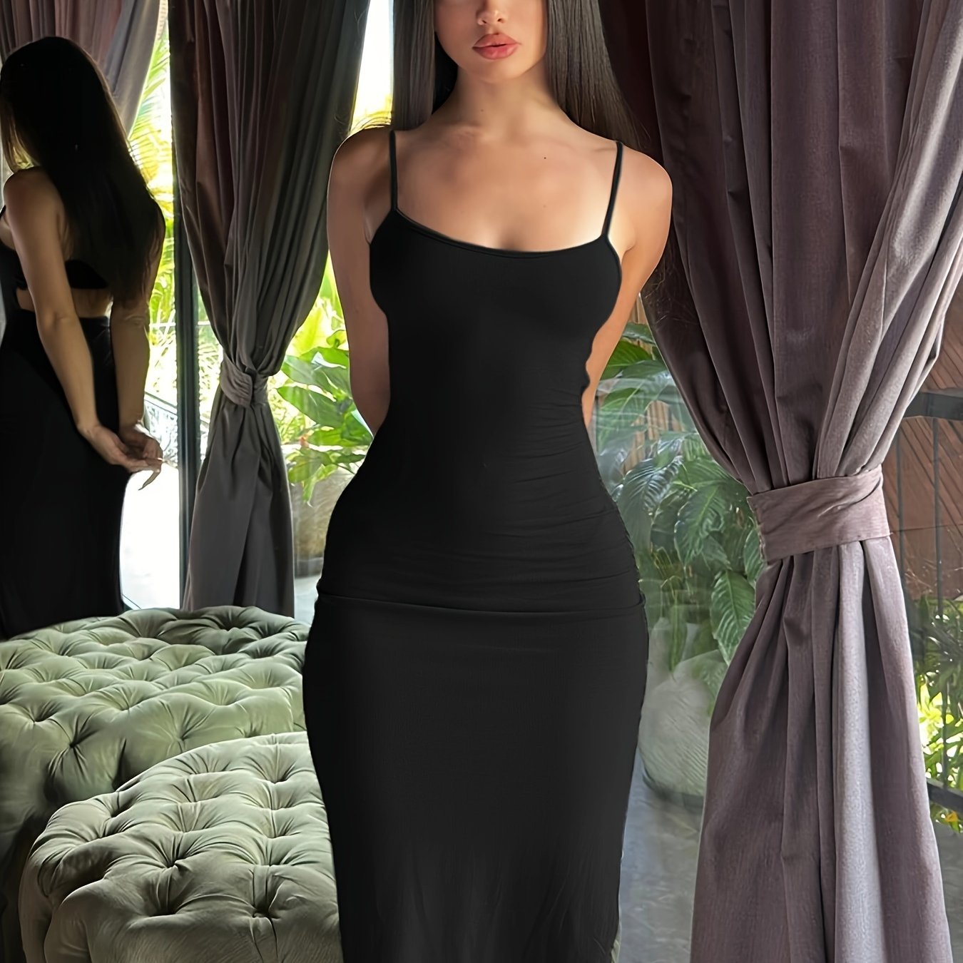 Damen Bodycon Maxikleid mit schmalen Trägern – Eleganter, figurbetonter Stil für Abend & Event