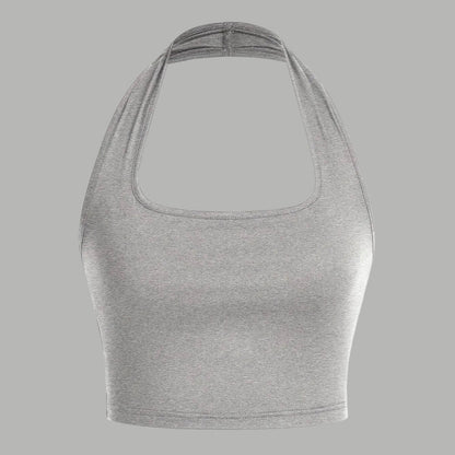 Damen Halter Neck Backless Crop Top – Modisches Sommer Basic für Freizeit & Streetwear