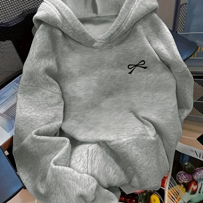 Damen Oversized Hoodie mit Schleifen-Stickerei – Lässiger Pullover für Alltag und Freizeit