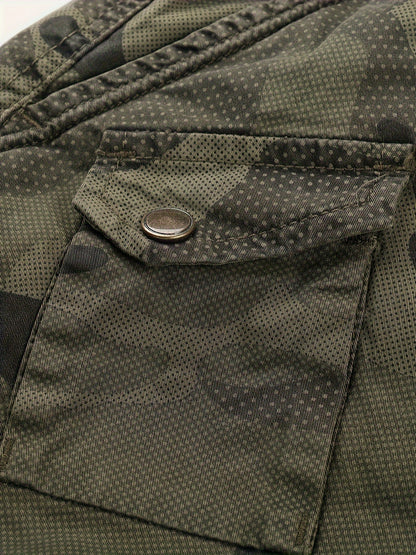 Herren Cargo Jogger Hose mit Camouflage Muster und Utility-Design – Streetwear und Outdoor