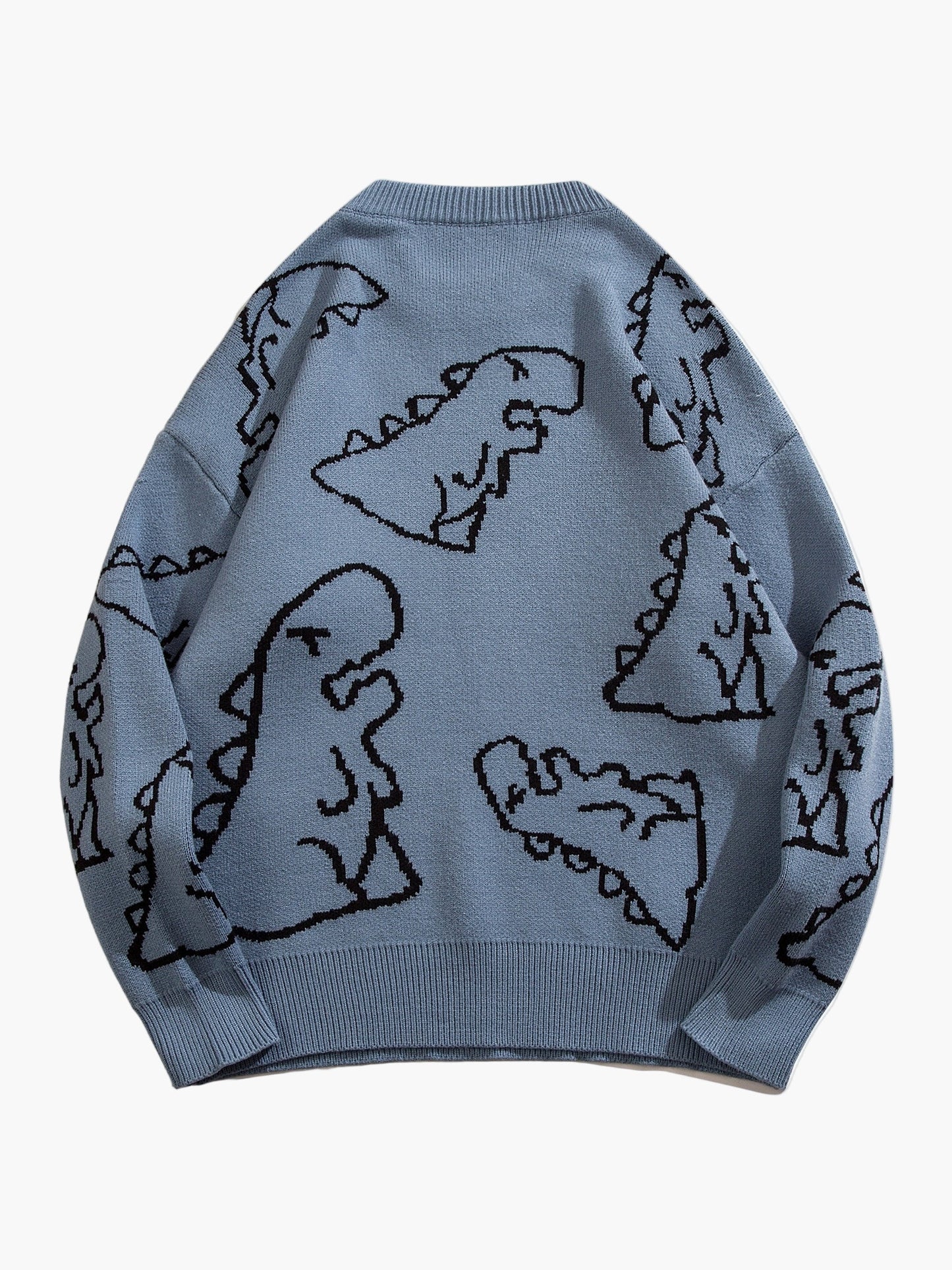 Herren Cartoon Dinosaurier Pullover – Lässiger Strickpullover für Herbst & Winter