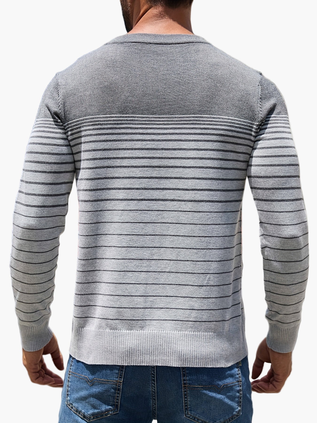 Herren Strickpullover mit Streifenmuster – Modischer Freizeit-Look für Alltag und Büro