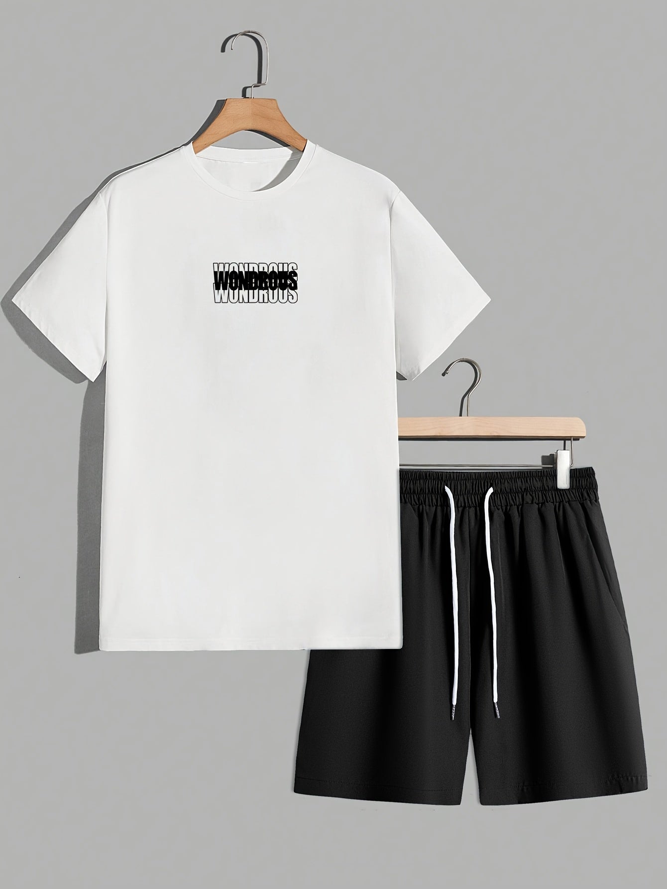 Herren Streetwear Set mit Grafik-T-Shirt und Shorts – Moderner Look, Energetische Typografie, Perfekt für Alltag & Freizeit