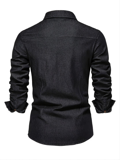 Herren Jeanshemd Slim Fit – Modisches Freizeit & Business Hemd mit Brusttaschen