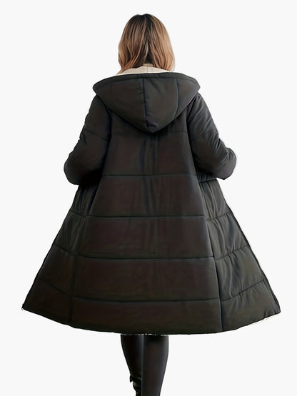 Damen Winter Steppmantel mit Kapuze – Eleganter langer Mantel für kalte Tage