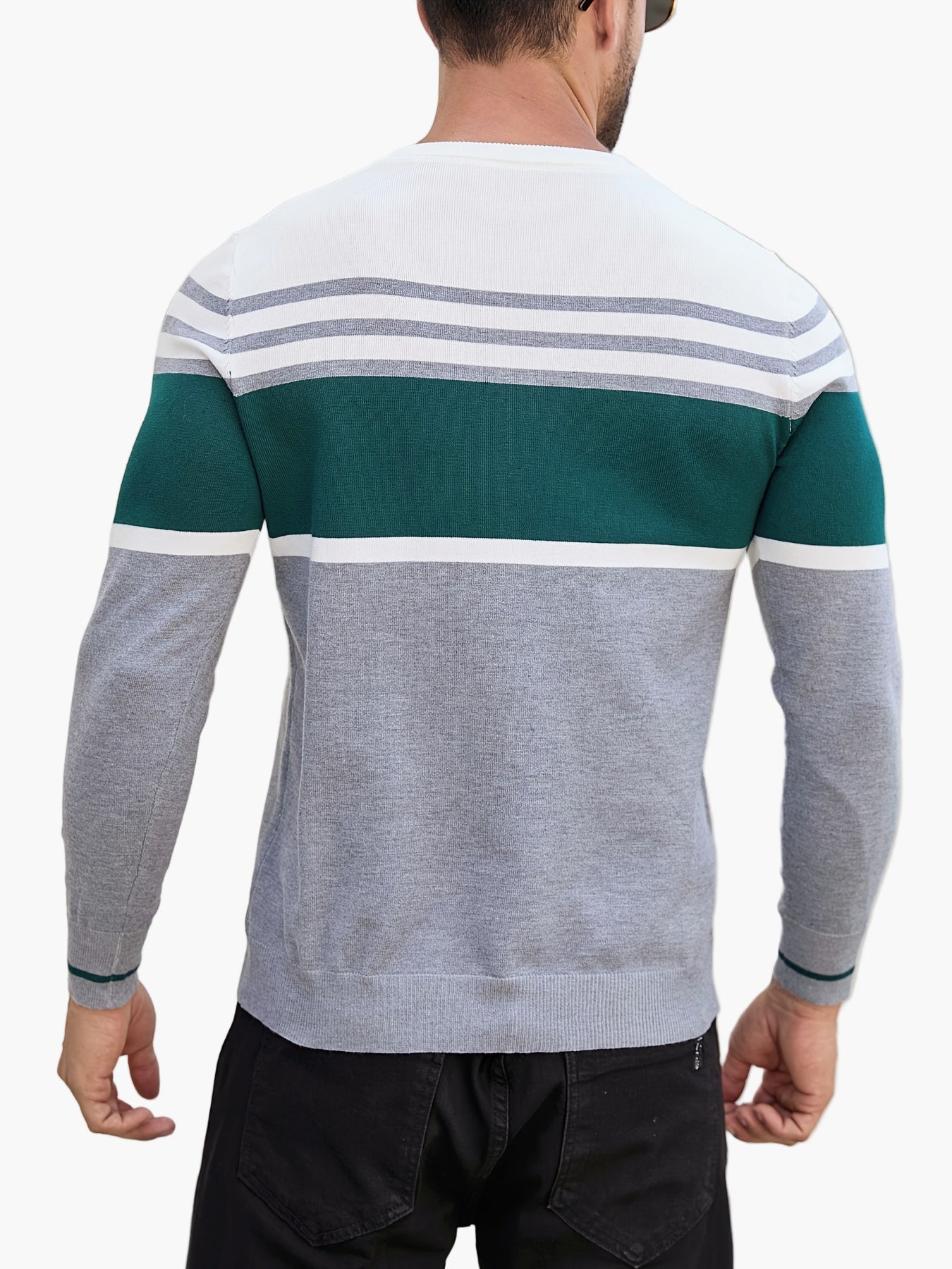 Herren Pullover mit Streifenmuster – Moderner Casual Strickpullover für Alltag und Freizeit