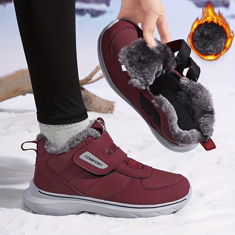 Unisex Winterstiefel mit Klettverschluss Fütterung Warm Schneestiefel Outdoor