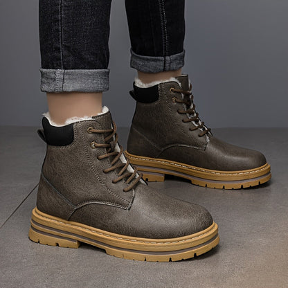 Herren Winterstiefel gefüttert Schnürstiefel Stiefelette mit Profilsohle