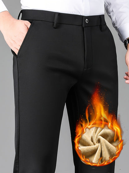 Herren Hose gefüttert Schwarz mit flauschigem Innenfutter