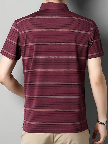 Herren Polo-Shirt mit Streifenmuster und Brusttasche – Stilvoll für Freizeit und Büro
