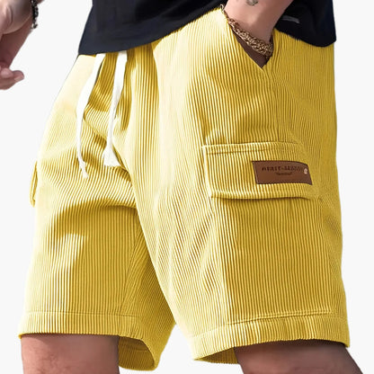 Herren Freizeithose – Modische gestreifte Shorts mit Kordelzug und Seitentasche, ideal für Alltag & Urlaub