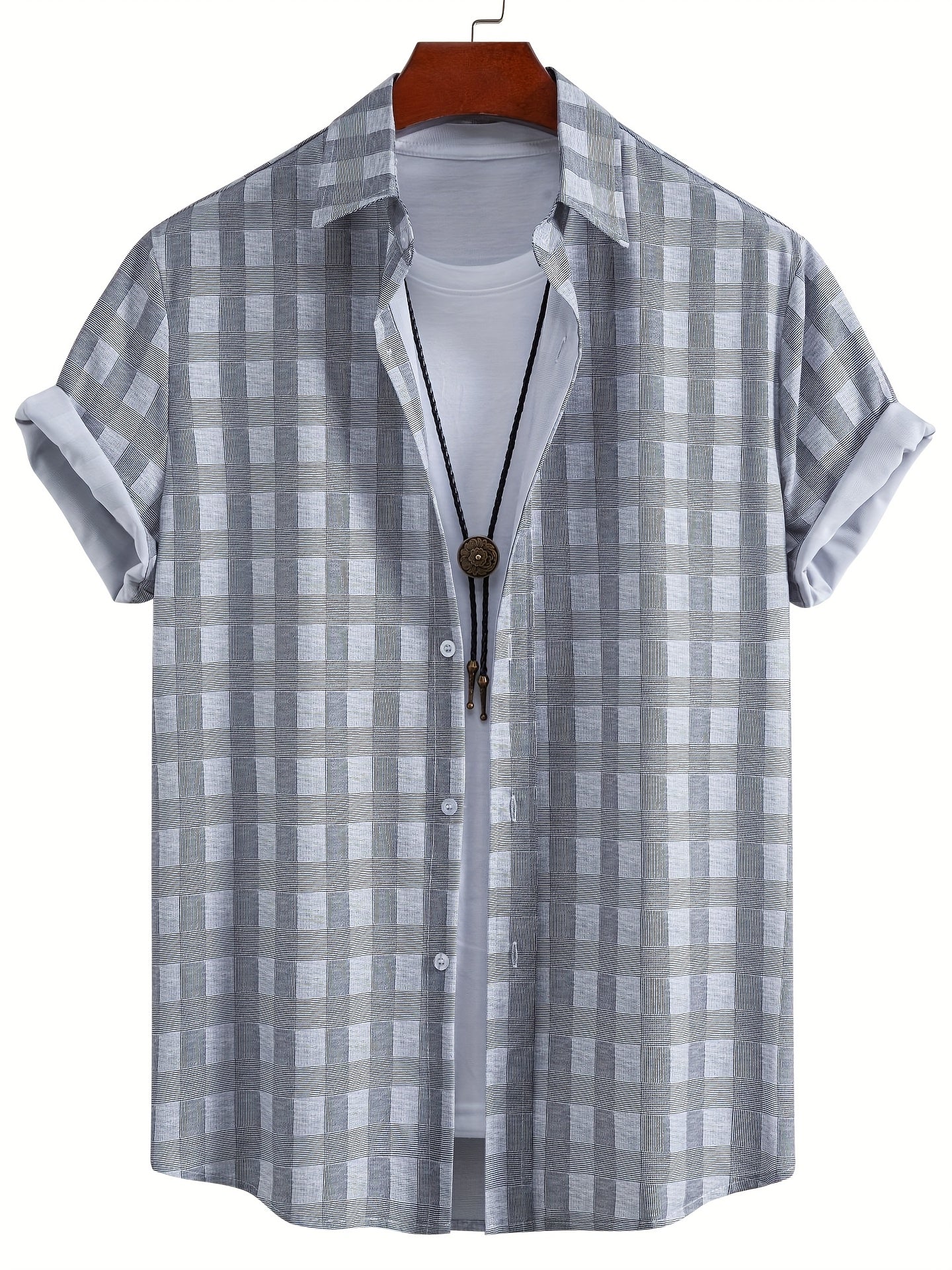 Herren Kurzarm Freizeithemd mit Muschel-Print – Modernes Urlaubshemd für Strand und Sommer