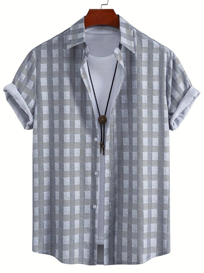 Herren Kurzarm Freizeithemd mit Muschel-Print – Modernes Urlaubshemd für Strand und Sommer