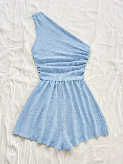 Damen Ein-Schulter-Jumpsuit für den Sommer – Modischer Freizeit Overall, Asymmetrischer Schnitt, Perfekt für Urlaub und Alltag