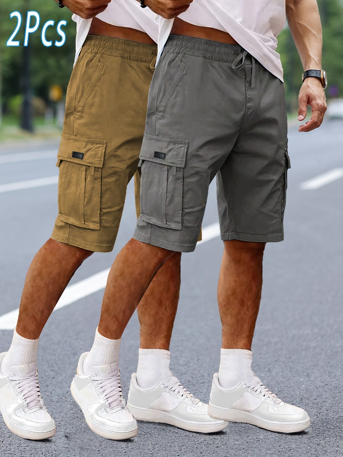 Herren 2er-Pack Cargo Shorts – Lässige Outdoor-Bermuda mit Taschen für Freizeit & Sport