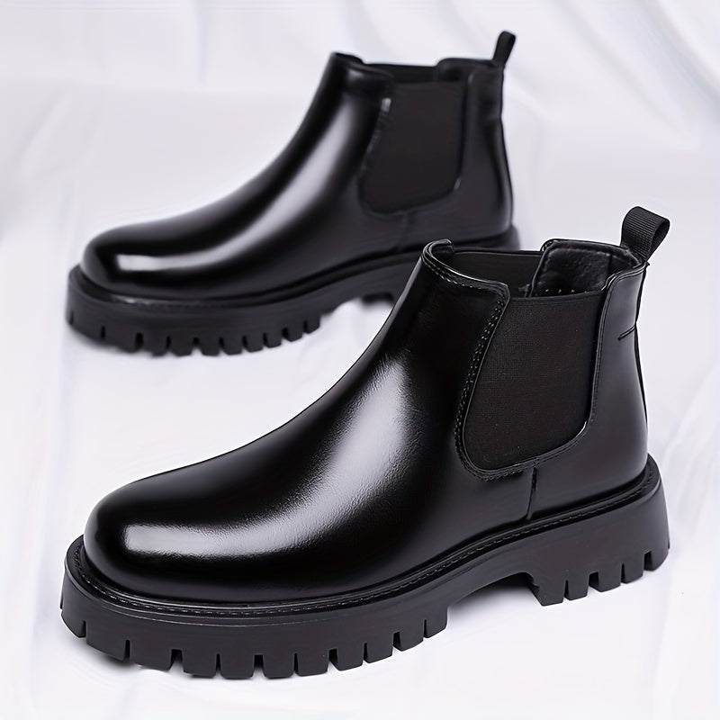 Schwarze Chelsea Boots mit Profilsohle für Damen