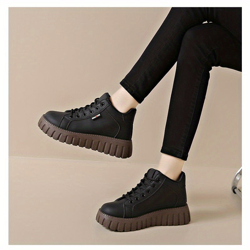 Damen Plateausneaker Schnürschuh mit Profilsohle