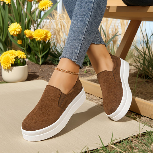 Damen Slip-On Plateau-Sneaker für Alltag und Freizeit – Bequeme Penny Loafer