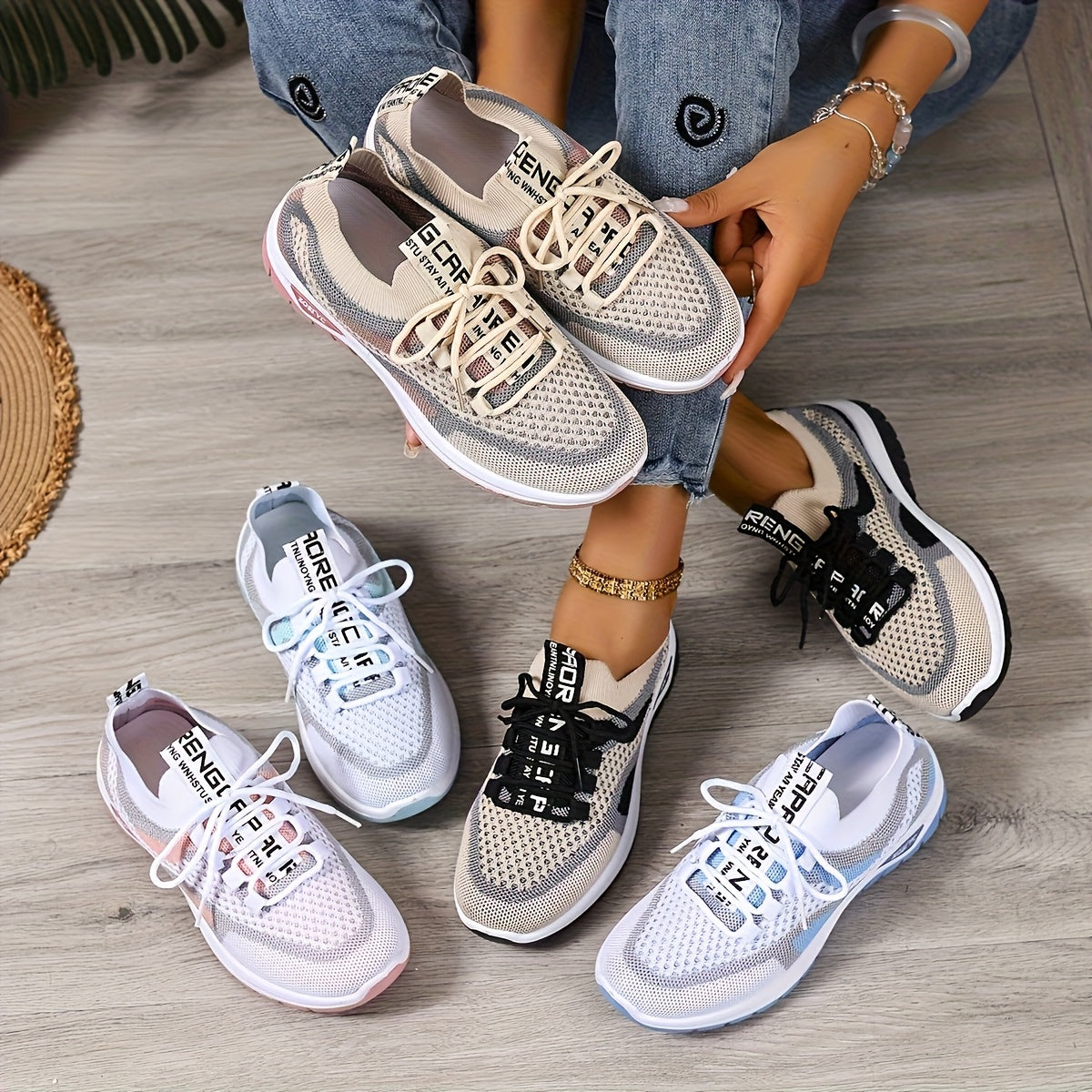 Damen Sneaker Freizeit Atmungsaktiv Leicht Laufschuhe Sportlich