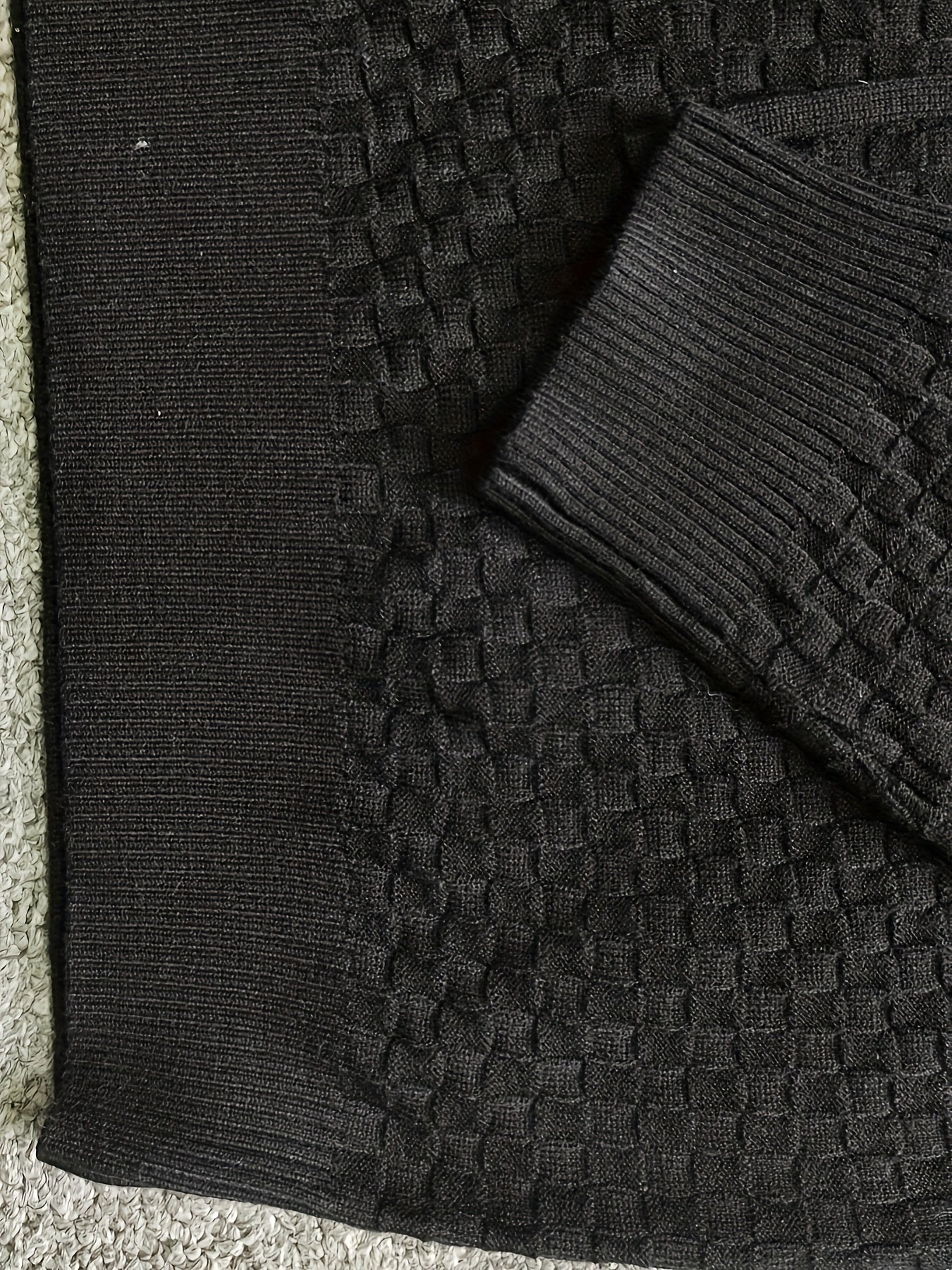 Herren Hoodie Strick-Optik mit Kapuze & Kängurutasche Grau-meliert