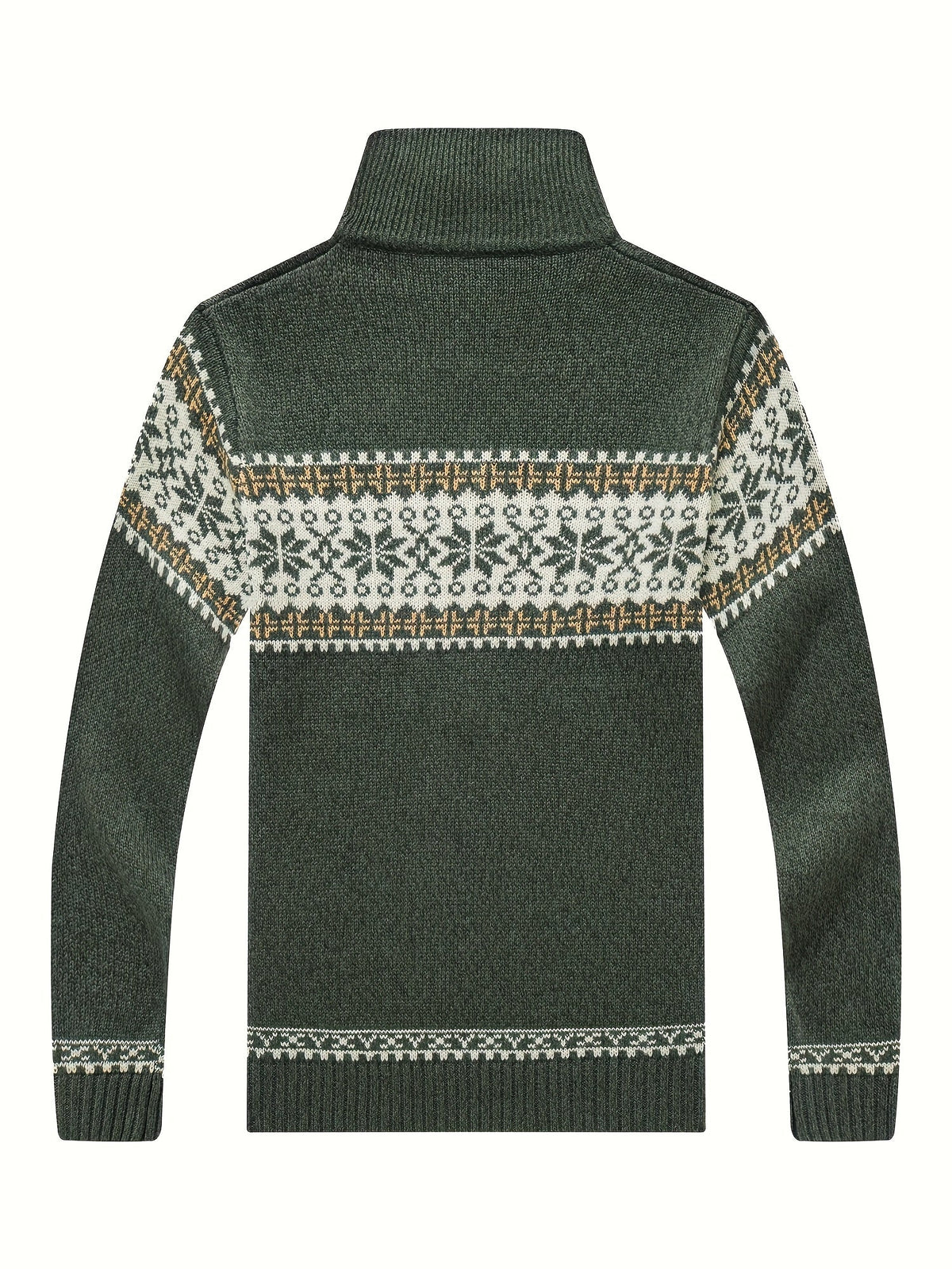 Herren Strickjacke Reißverschluss Stehkragen Norwegermuster Winter Casual
