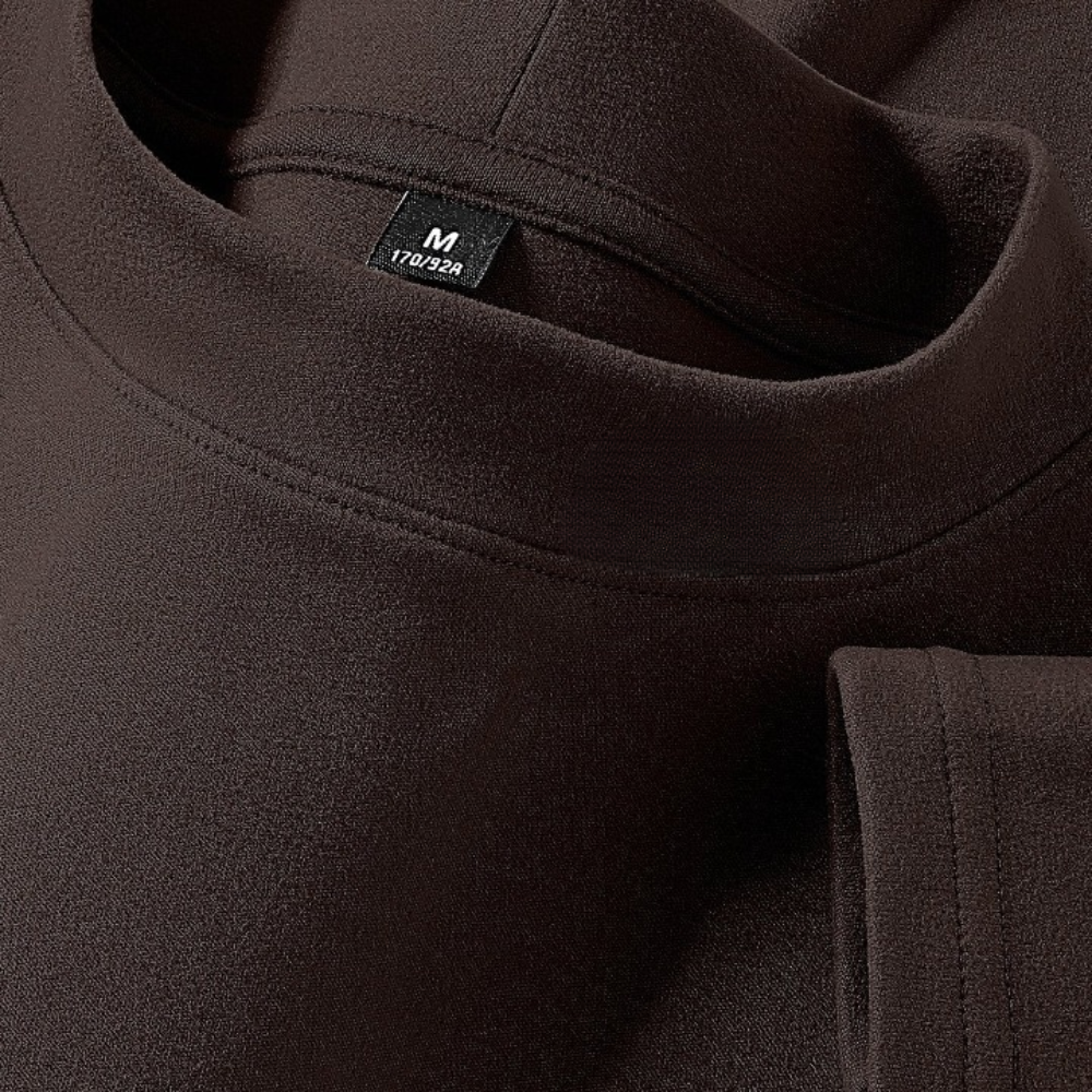 Unisex Langarmshirt Stehkragen Einfarbig Fleece-Optik
