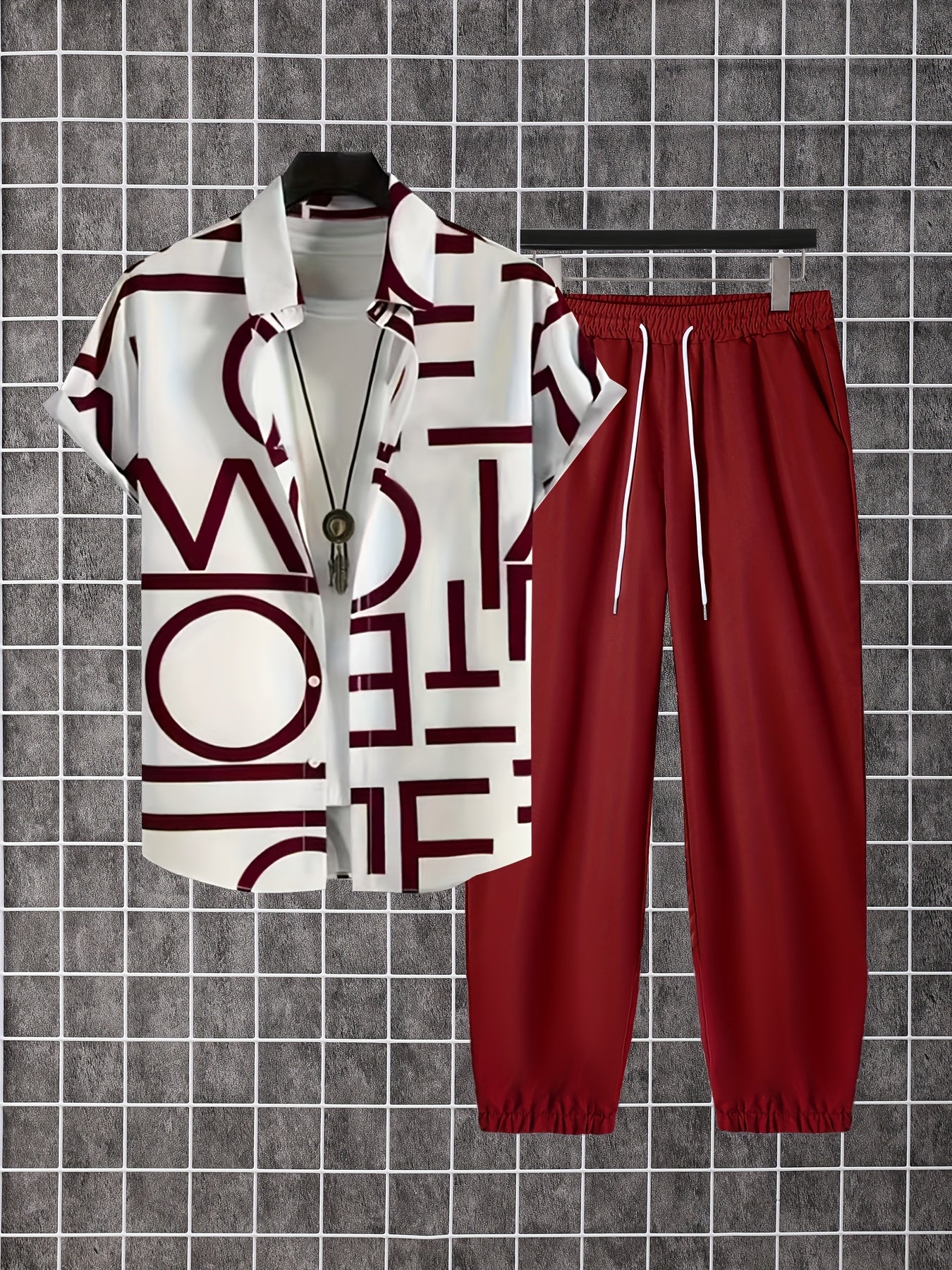 Herren Zweiteiliges Set mit Print-Hemd und Jogginghose – Moderner Streetstyle Look